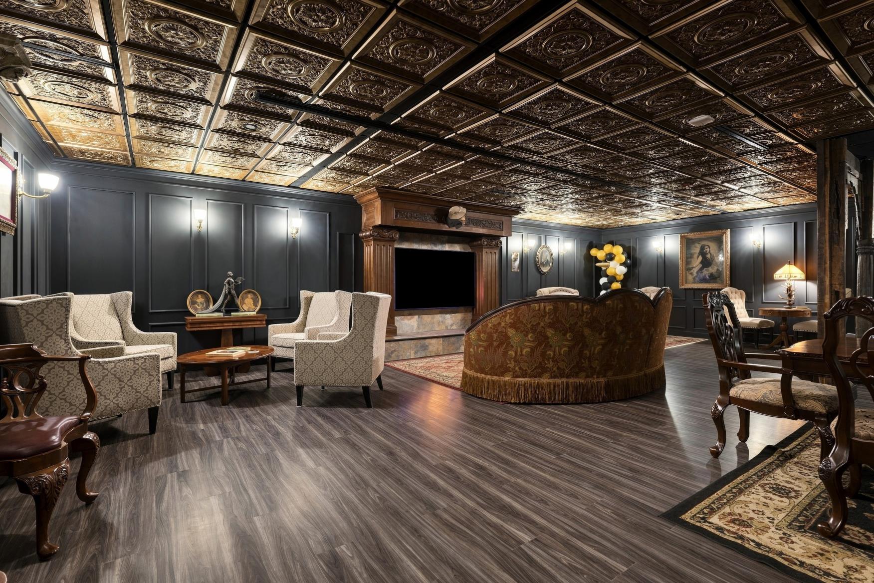 Paneled club room inside Last Look at Bear Valley Center